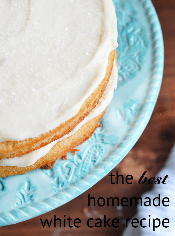 homemade white cake recipe that is as basic as it gets. And delicious! | nelliebellie.com | white cake, basic cake, dessert