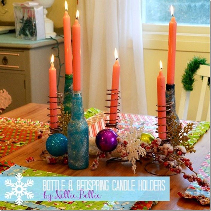 bedspring and bottle centerpiece by NellieBellie a tutorial.