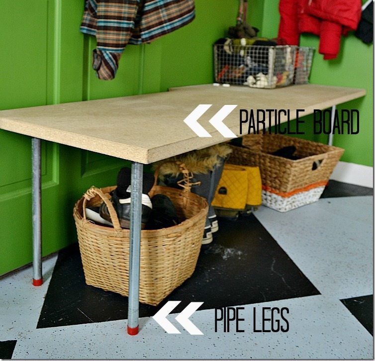 DIY bench with pipe and board: a NellieBellie DIY tutorial