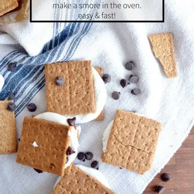 Make smores in the oven fast and easy. Perfect for those winter months! Oven smores are almost as good as the real thing, too!