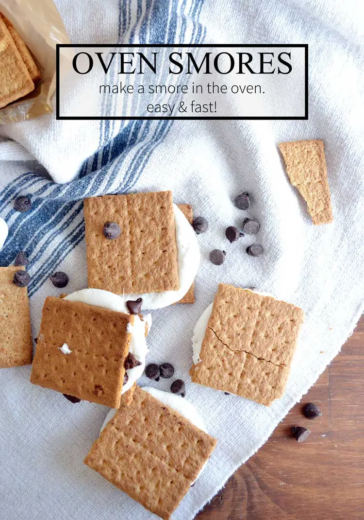 Make smores in the oven fast and easy. Perfect for those winter months! Oven smores are almost as good as the real thing, too!