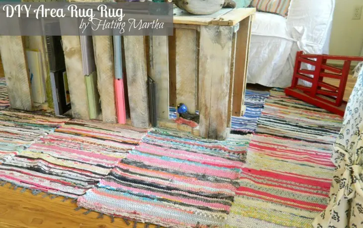 Cheap flooring ideas: rag rugs sewn together make a large diy area rug!