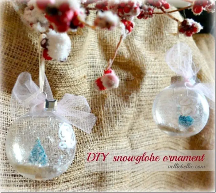 This snow globe ornament is a simple craft/diy that will make a huge difference in your Christmas decorating. It is a fun ornament for a tree or just around the house!