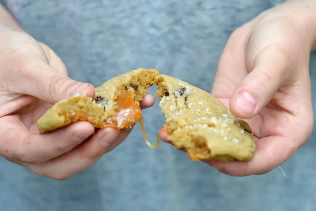 Salted Caramel Chocolate Chip cookies are delicious and sooo much easier to make than you think!