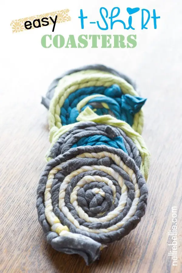 These t-shirt coasters are a wonderful way to reuse an old item, and work really well as easy gift ideas! They take a bit of time to create, but are incredibly simple. Perfect gift!