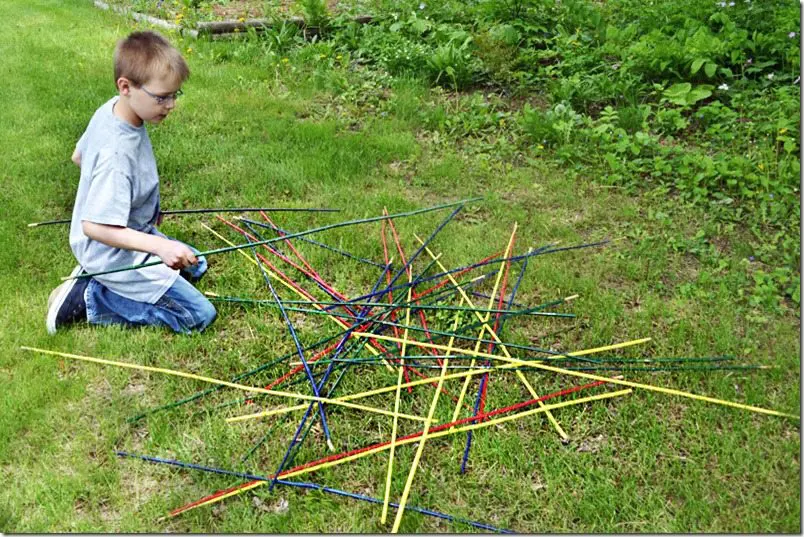 giant pick up sticks made from bamboo plant stakes