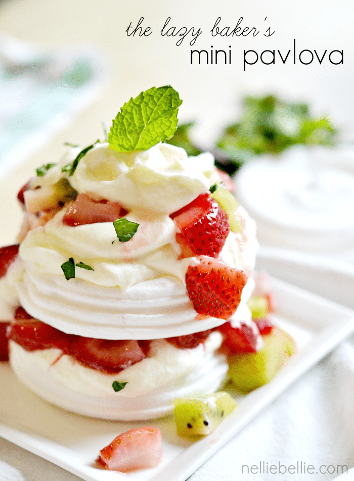 lazy baker's mini pavlova's. Easy to make with ready-made meringue cookies.