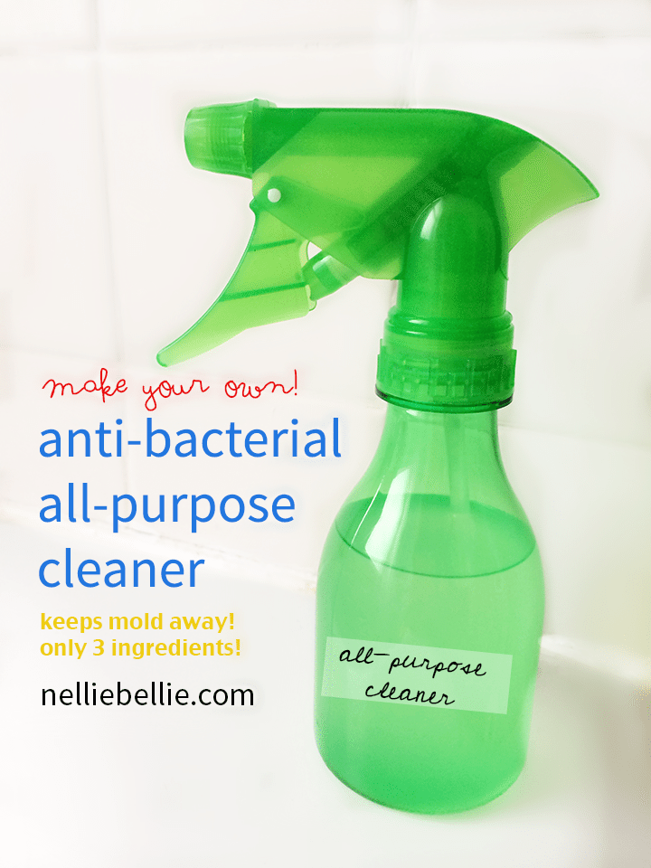 DIY anti-bacterial, all-purpose cleaner. Only 3 ingredients...easy to find!! ~www.nelliebellie.com | DIY antibacterial cleaner