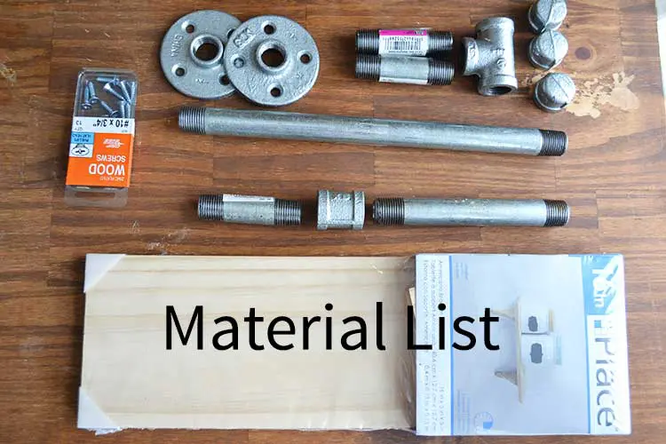 materials needed for a pipe paper towel holder.