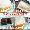 A collection of classic basic cake recipes with the full recipes for white cake, chocolate cake, pound cake, and carrot cake. More cakes being added often. | nelliebellie.com