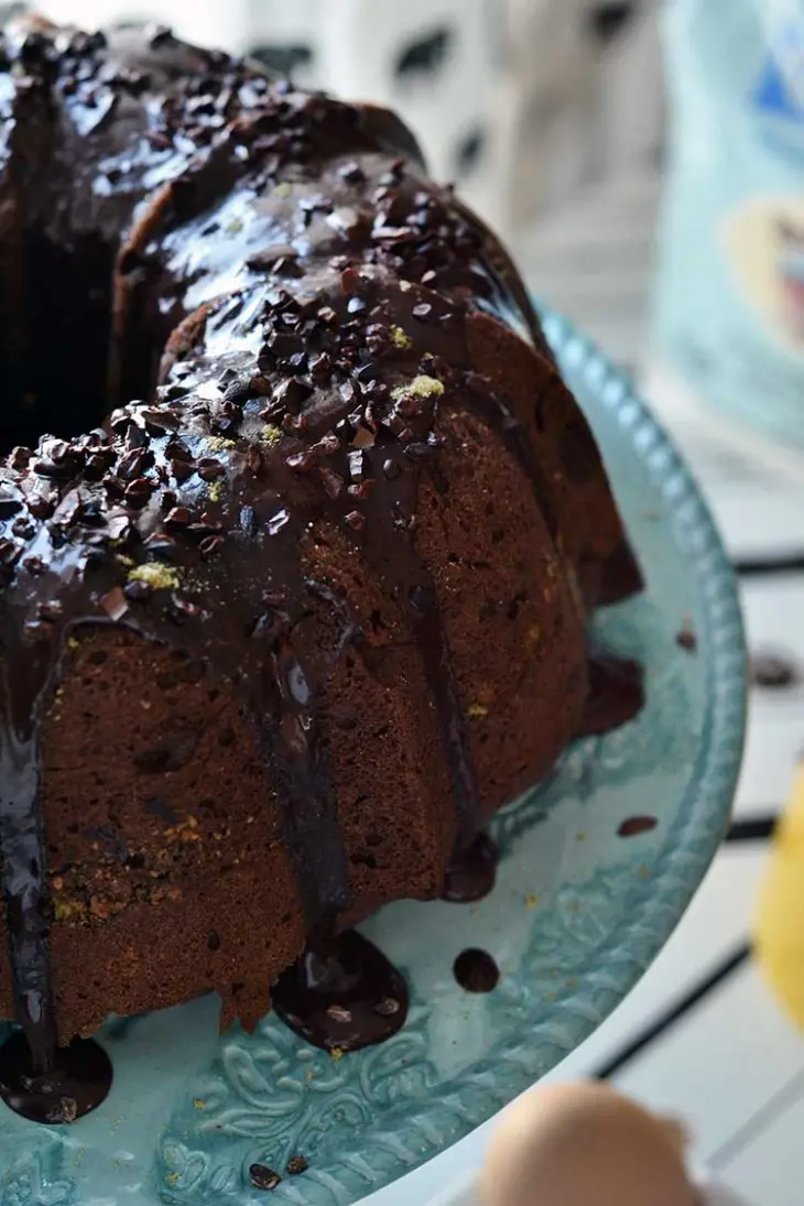 This gluten-free chocolate pistachio cake is made with dark chocolate and in a bundt pan for a great texture and unique flavor!