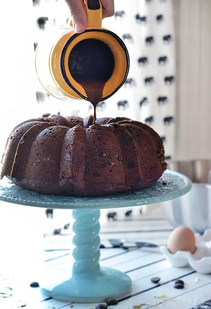 This gluten-free chocolate pistachio cake is made with dark chocolate and in a bundt pan for a great texture and unique flavor!