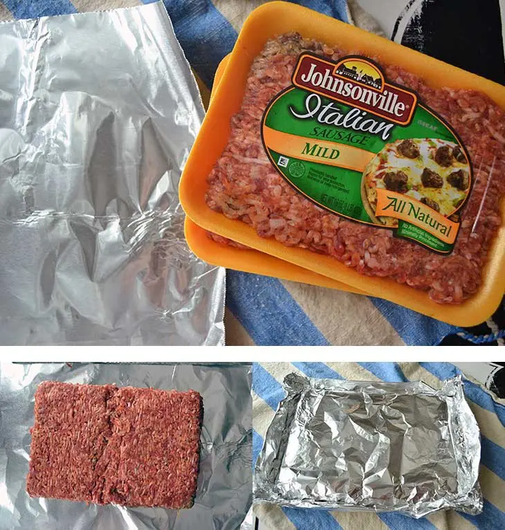 use packages of italian sausage and bake them in one piece to keep this fast and easy