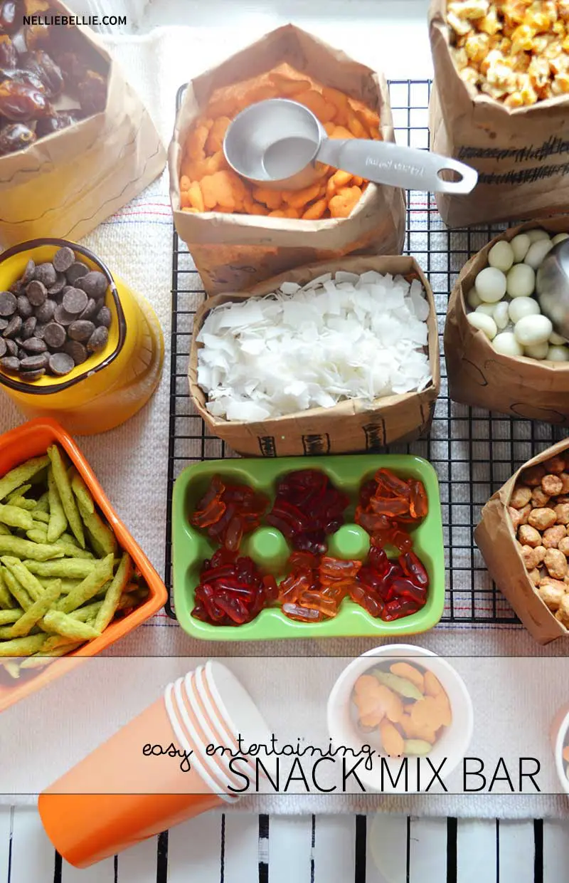 A snack mix bar is a great entertaining idea. Keep it easy and simple! #GoldfishTales #ad