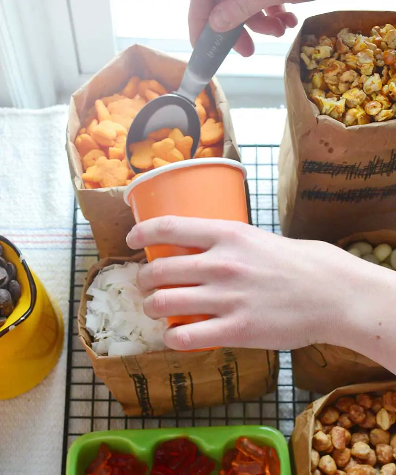 A snack mix bar is a great entertaining idea. Keep it easy and simple! #GoldfishTales #ad
