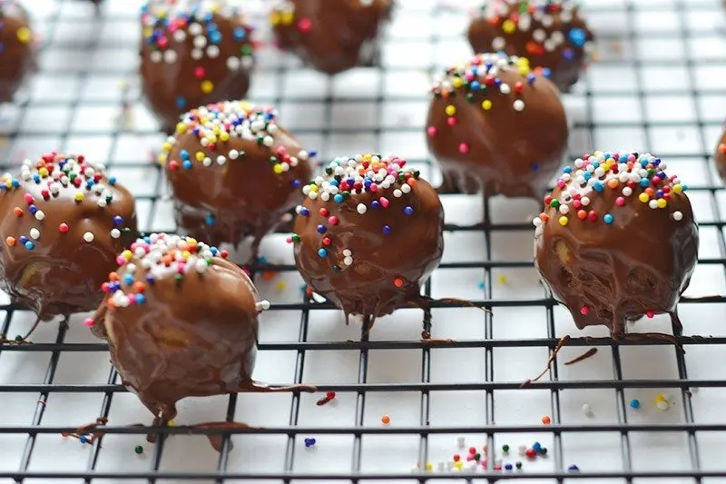 Chocolate covered chocolate chip cookie dough. Easy, delicious, and fun to eat!