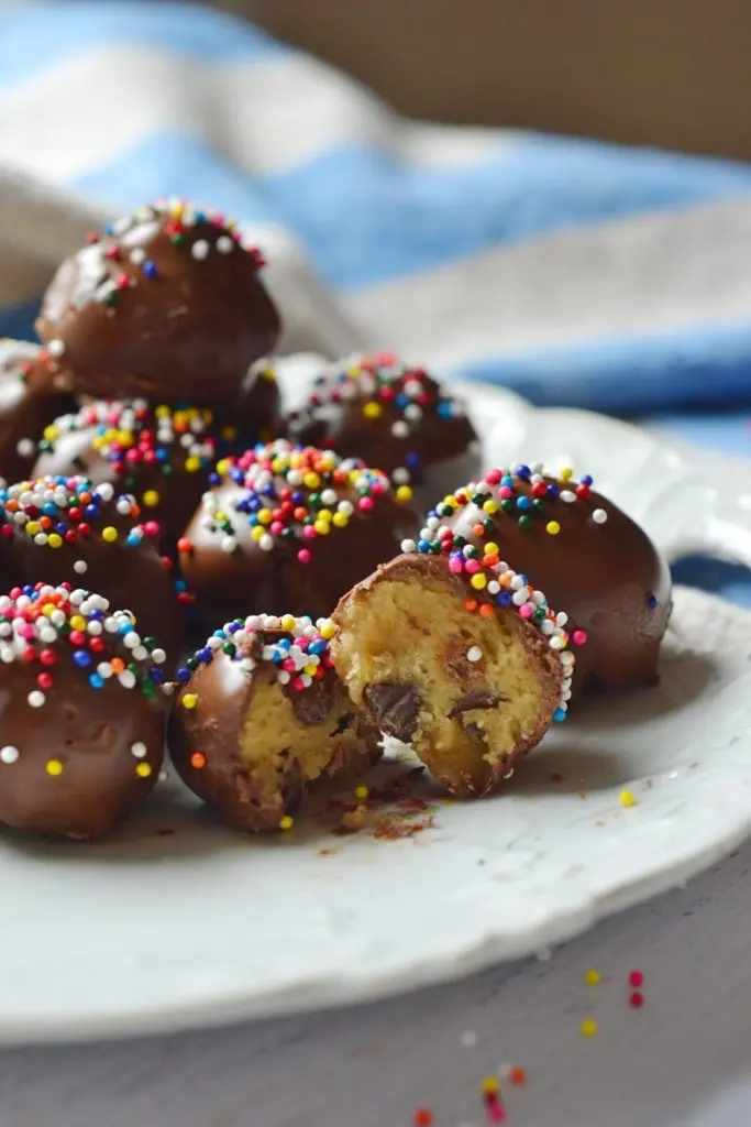 Chocolate covered chocolate chip cookie dough is easy to make and fantastic to eat!