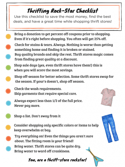 How to Thrift Shop checklist