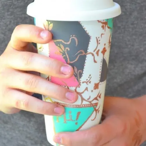 Tutorial for making personalized thermos/tumbler with everyday products that truly stays put and withstands the dishwasher.