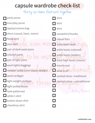 A printable checklist for the fall 2015 season capsule wardrobe.