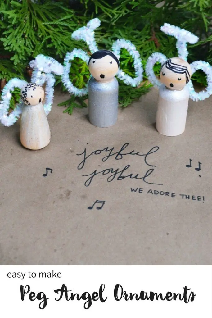 Make these darling ornaments from peg people, pipe cleaners, and paint. An easy Christmas ornament idea!