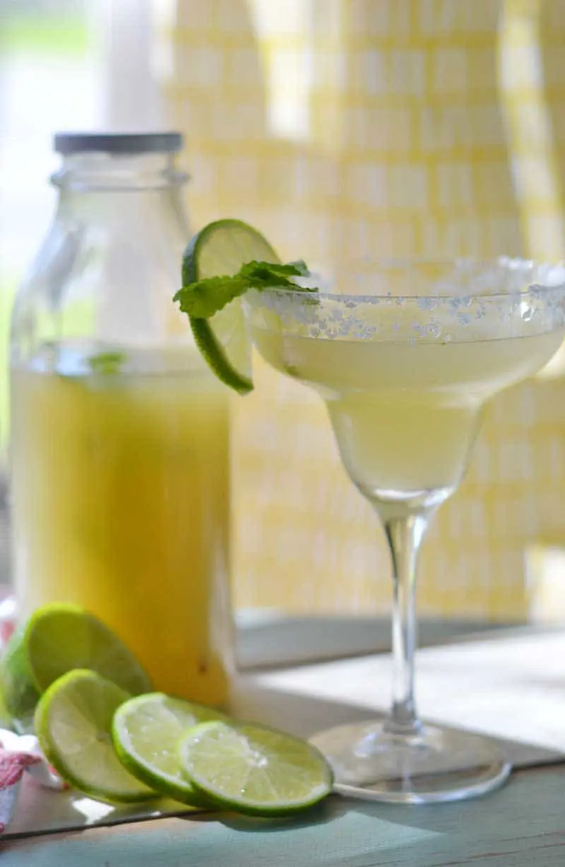 10 minutes and 4 ingredients is all it takes to create this homemade Margarita mix recipe... a delicious party-saver. Simply add the alcohol and ice!