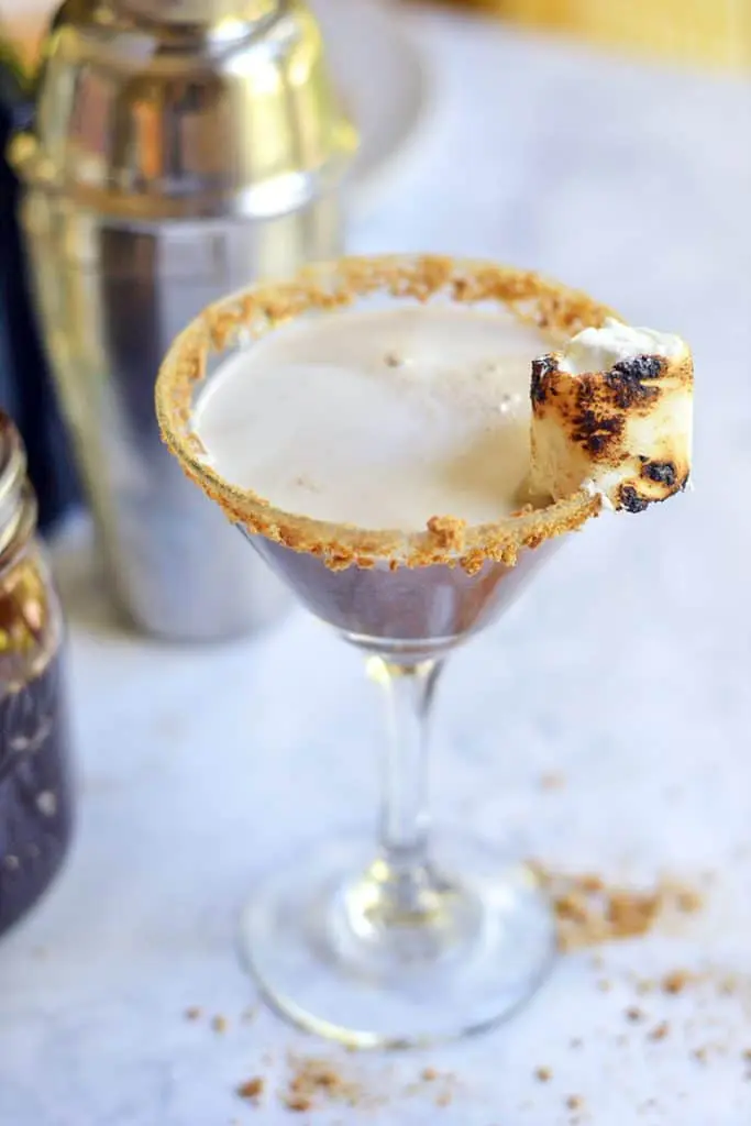 A liquid version of your favorite campfire treat. This liquid s'more cocktail features marshmallow vodka, Irish Cream, and cream...easy and delicious!