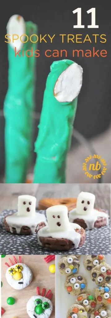 11 Halloween Treats kids can make. Great for parties, fun, and rainy afternoons!