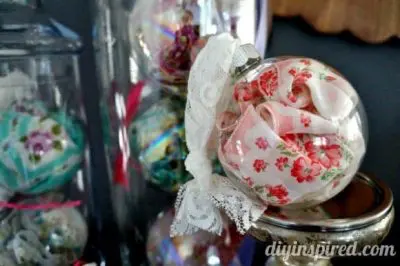 DIY vintage handkerchief ornaments