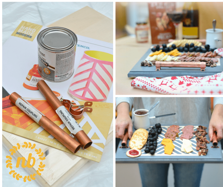 Serve crackers with jam & cheese in style with this beautiful DIY copper handled serving tray. This DIY project is easy and fun, and it makes a great gift!