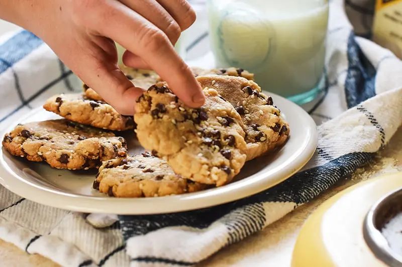 tahini chocolate chip shortbread cookies