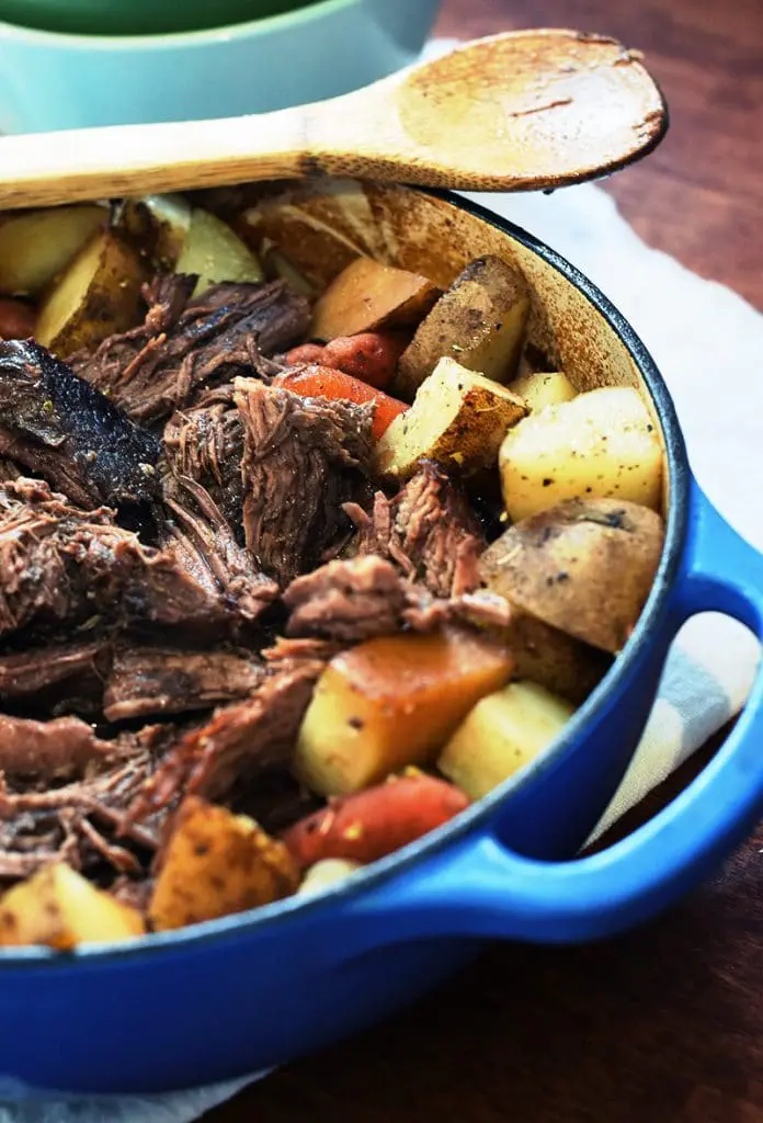 easy oven pot roast in a dutch oven.