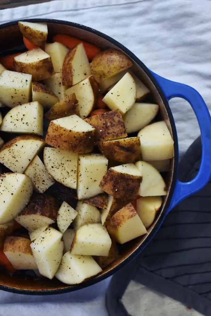 Veggies in an easy pot roast recipe.