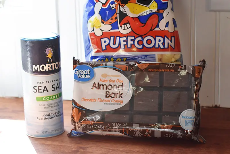 ingredients for almond bark puffcorn