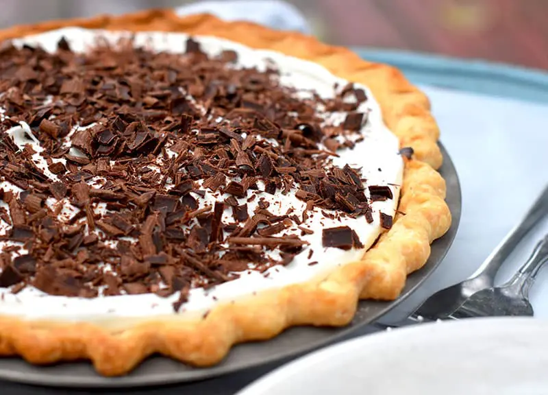 A Dark Chocolate Satin Pie. Similar to a classic French Silk Pie but with decadent dark chocolate. A smooth, rich pie!