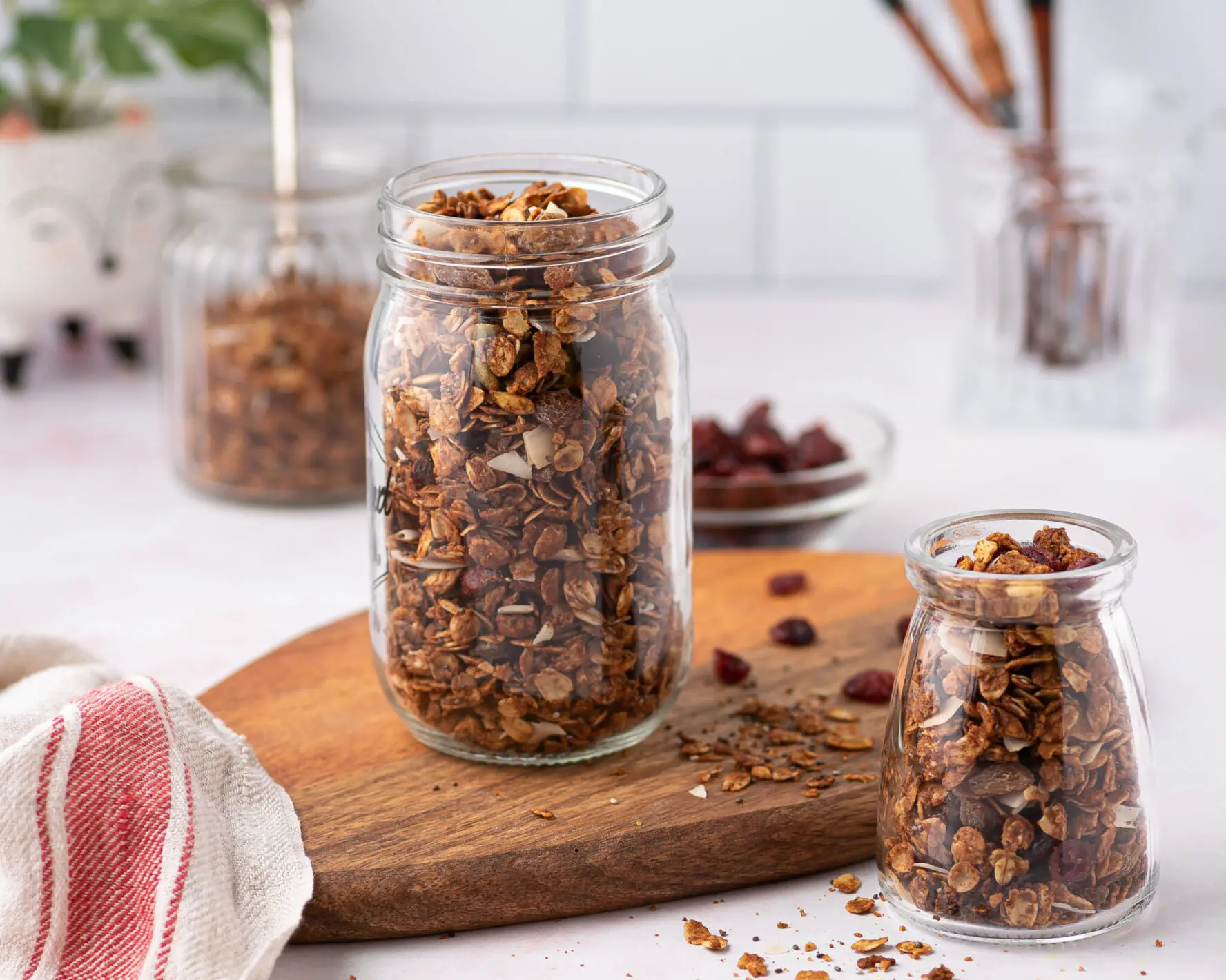 a jar full of homemade granola made in the Air-Fryer