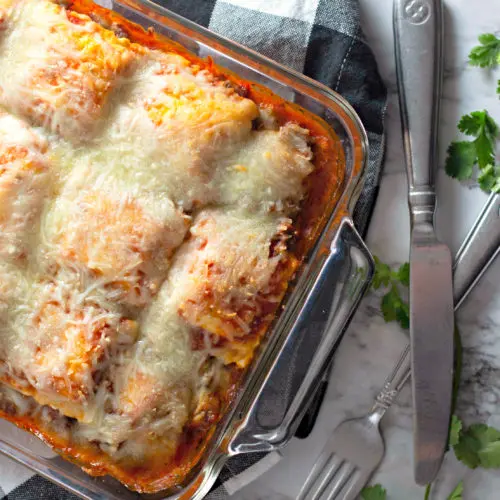 baked ravioli on a napkin ready to be served