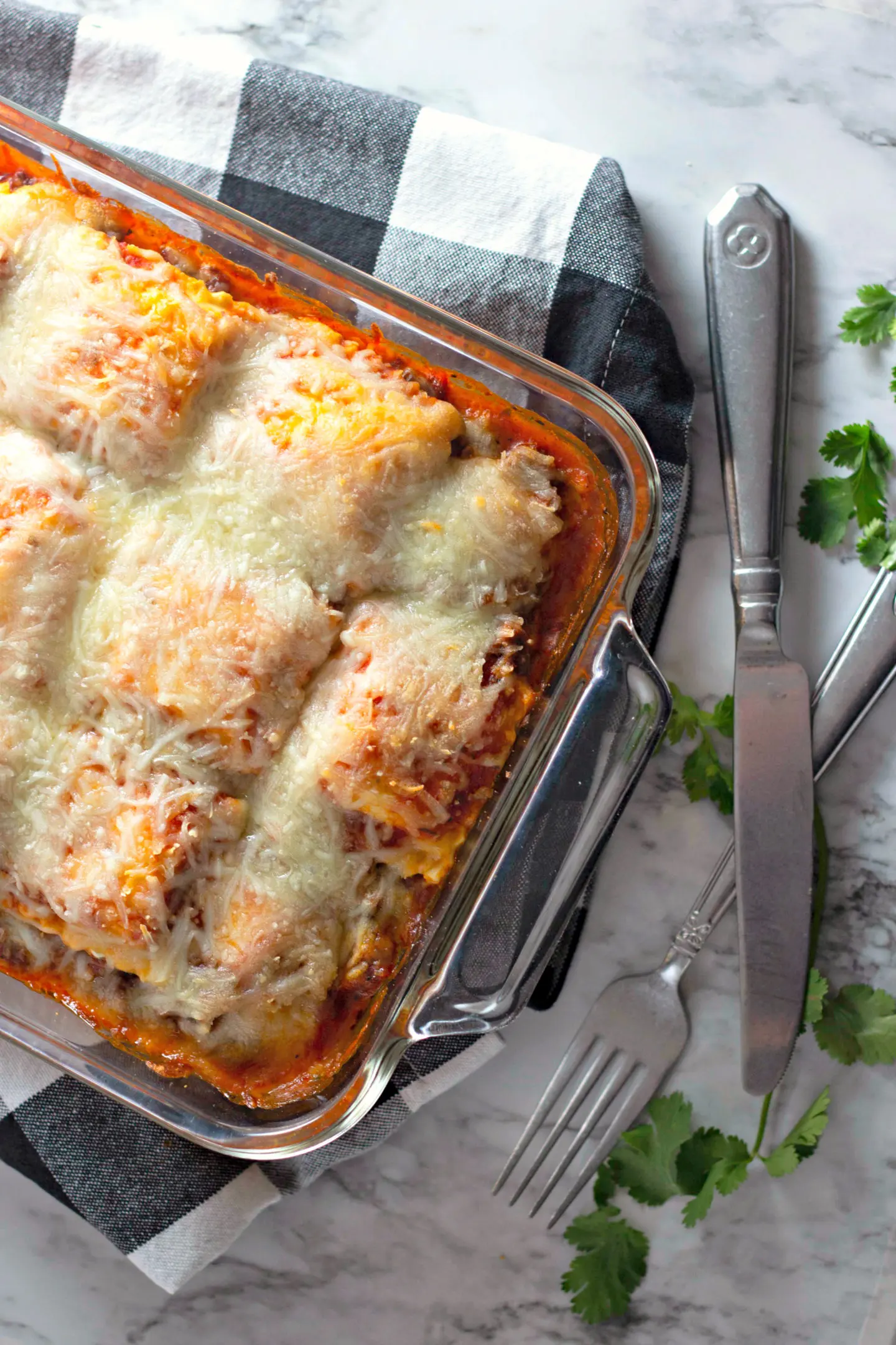 baked ravioli on a napkin ready to be served