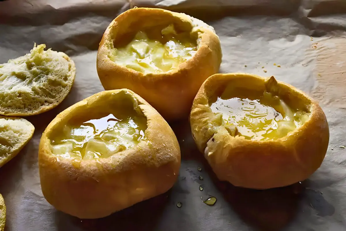 Baked brie in bread bowls
