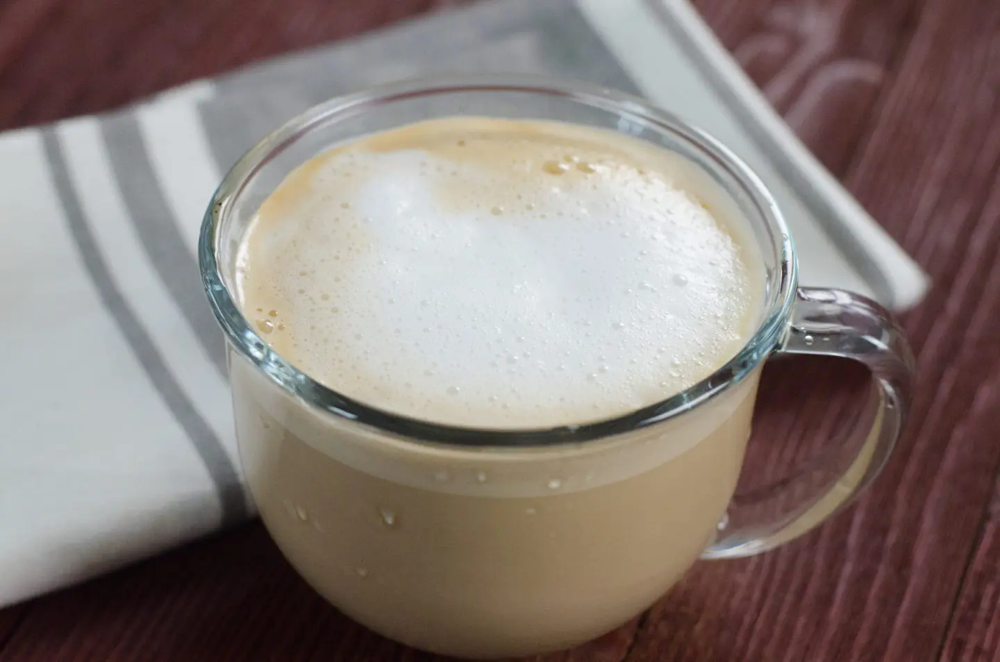 Maple cappuccino in a glass. 