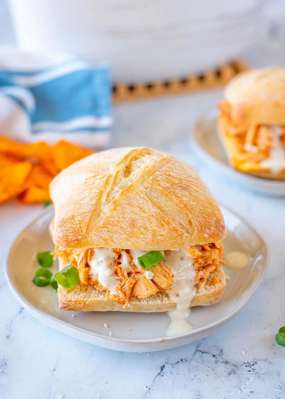 Sandwiches with Shredded Buffalo Chicken