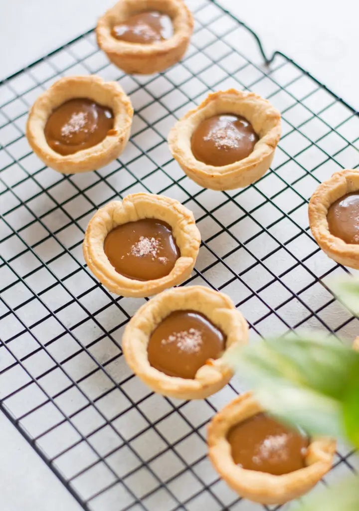 cookie cups filled with caramel filing