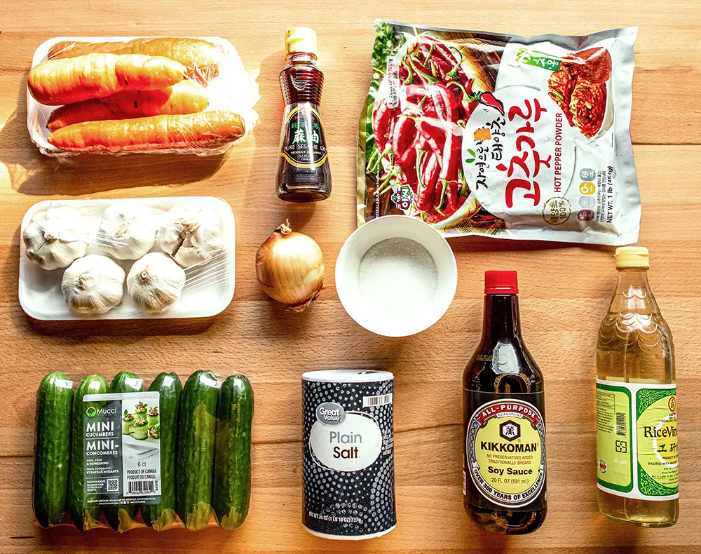 ingredients for cucumber kimchi