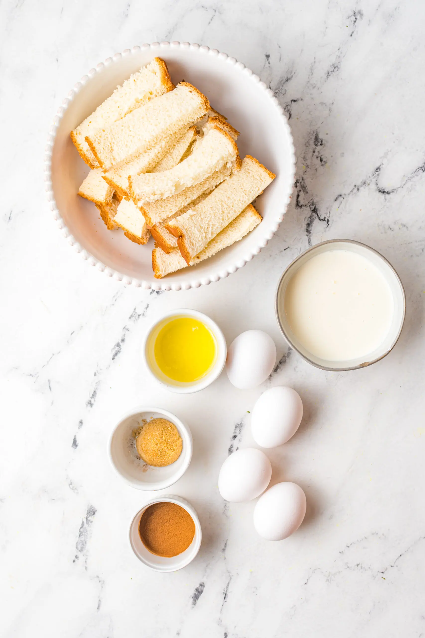ingredients for French Toast sticks in the air fryer
