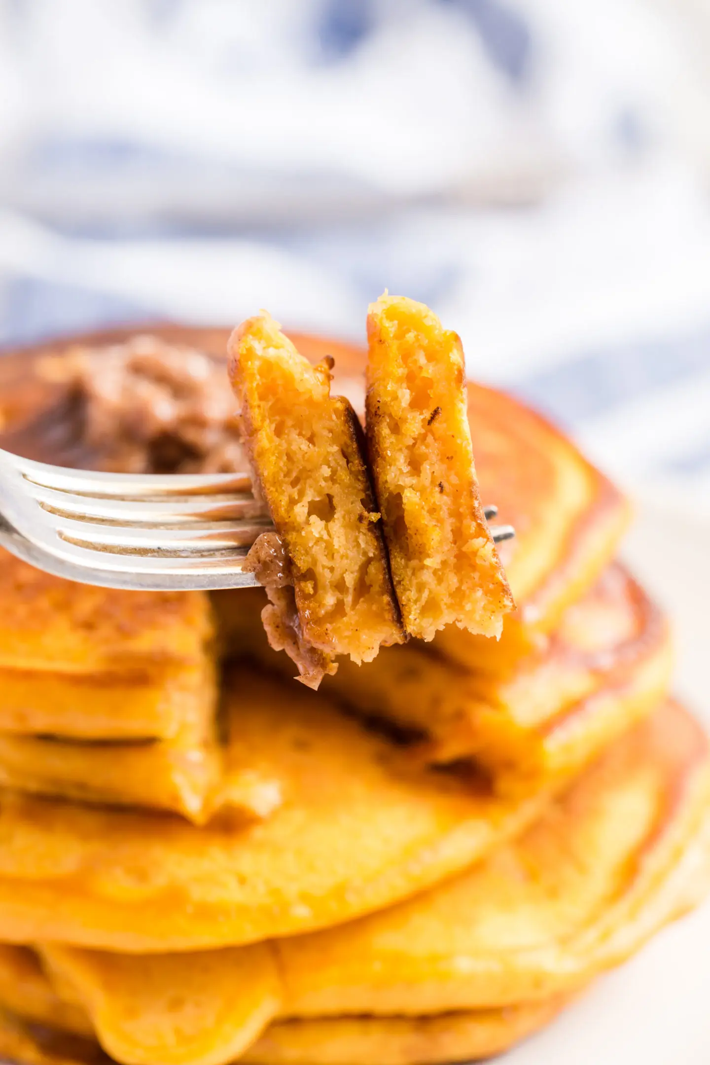 Pumpkin pancakes that are light and fluffy.