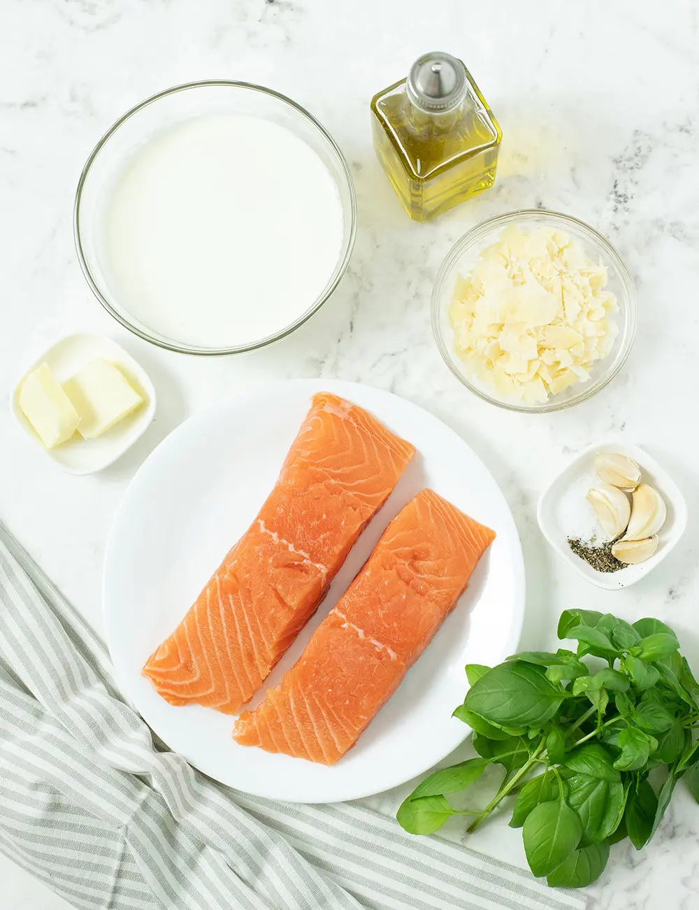 Ingredients for pan roasted salmon
