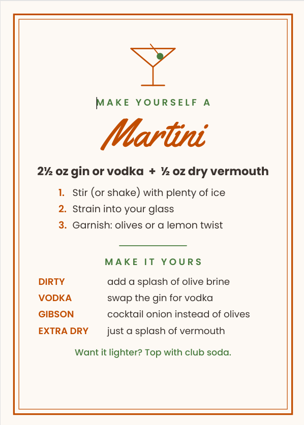 how to make a martini printable party