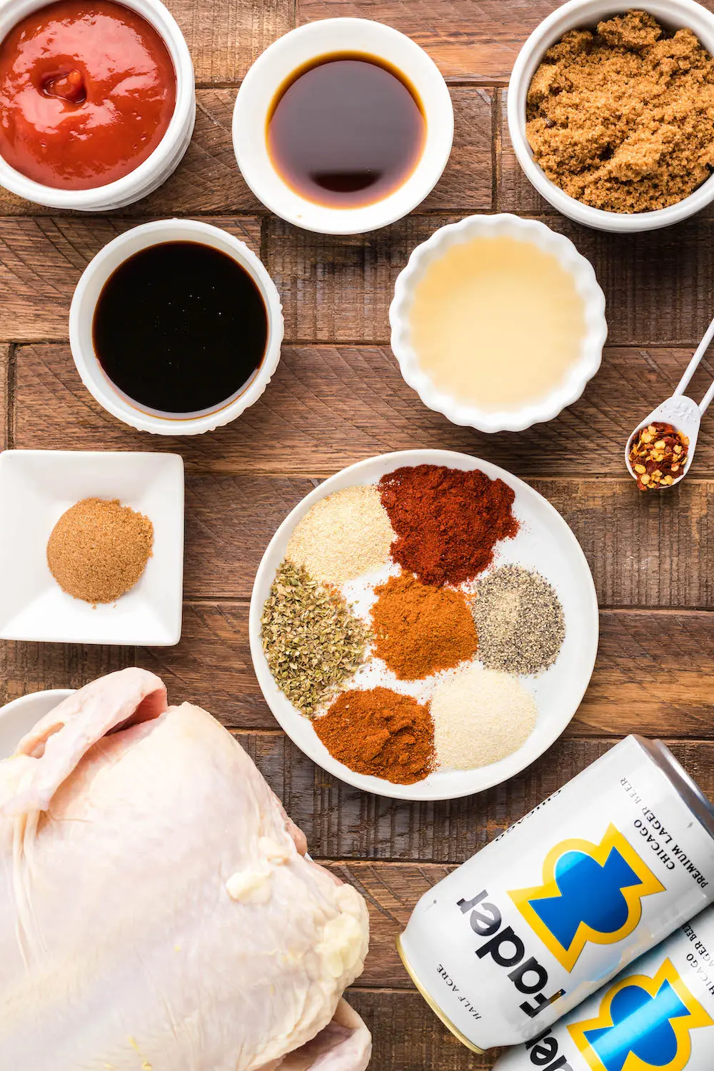 Ingredients for beer can chicken