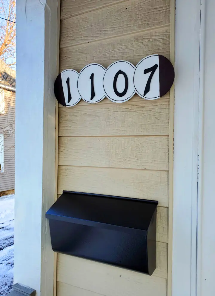 DIY address sign on front porch
