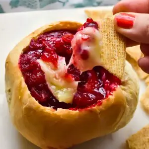 brie cranberry baked in bread bowl